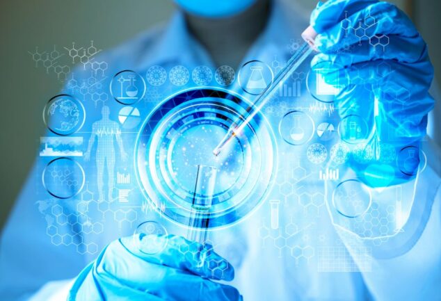 Laboratory scientists conducting advanced biomedical research in the UK