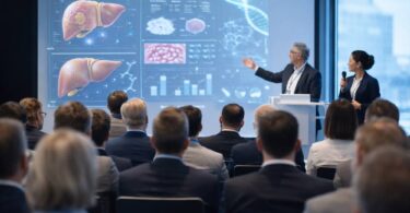 biotechnology investor conference presentation discussing clinical trial development