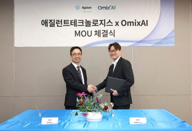 Agilent AI-driven proteomics collaboration signing between Agilent and OmixAI in South Korea