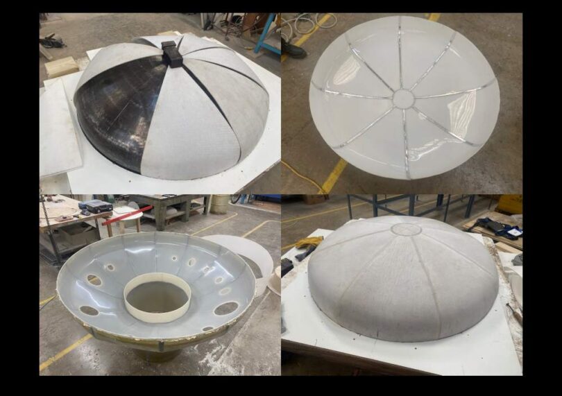 Manufacture of dished-end components for plastic-lined GRP pressure vessels used in pharmaceutical processing applications