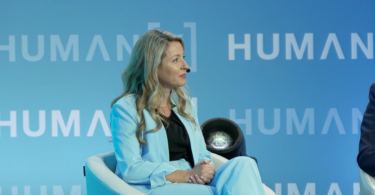 Dr Maria Dunford, CEO and co-founder of Lifebit, speaking at a healthcare event